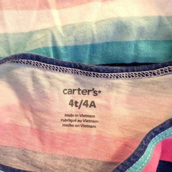 Carter's Set of 2 Girl Dresses Hearts Gray And  Colorful Stripe SZ 4T Cotton - Picture 7 of 9